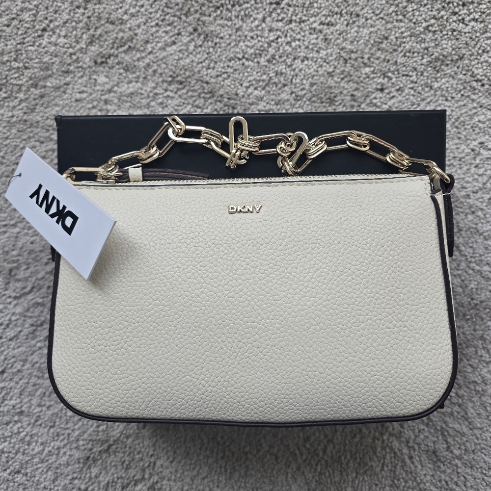Dkny Bryant Park Demi Bag Ivory Pebbled Leather Nwt